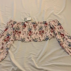 Floral pink crop blouse